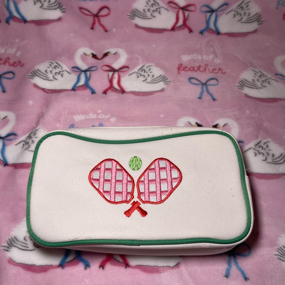Pickle Ball Racket Embroidered Pouch